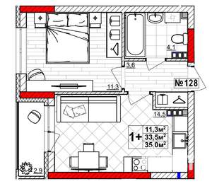 1-к квартира, вторичка, 35м2, 3/4 этаж