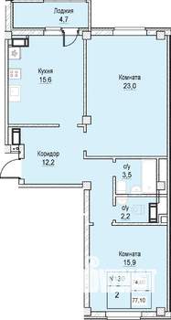 2-к квартира, вторичка, 75м2, 10/12 этаж