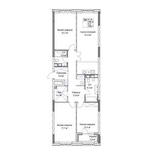Студия квартира, вторичка, 107м2, 6/9 этаж