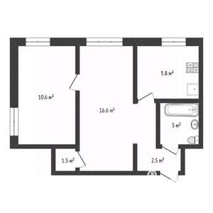 2-к квартира, вторичка, 40м2, 4/4 этаж