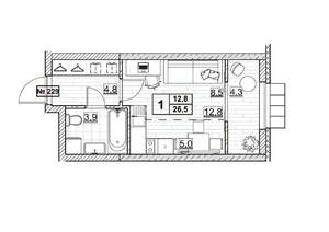 Студия квартира, вторичка, 27м2, 5/24 этаж