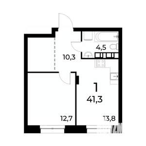 1-к квартира, вторичка, 41м2, 19/20 этаж