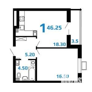 1-к квартира, вторичка, 46м2, 5/10 этаж