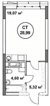 Студия квартира, вторичка, 29м2, 10/22 этаж