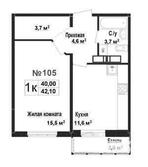 1-к квартира, вторичка, 40м2, 9/17 этаж