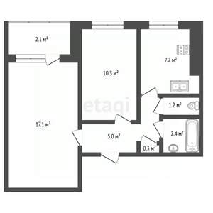 2-к квартира, вторичка, 46м2, 6/9 этаж