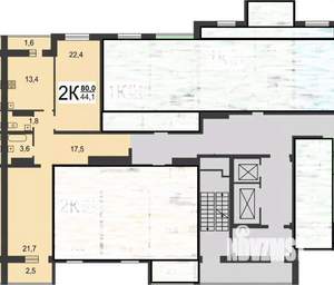2-к квартира, вторичка, 80м2, 9/17 этаж