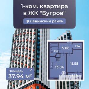 1-к квартира, вторичка, 38м2, 11/24 этаж