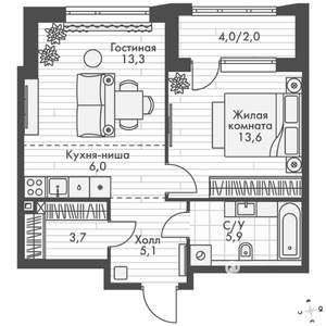 2-к квартира, вторичка, 50м2, 11/16 этаж