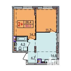 2-к квартира, вторичка, 50м2, 2/18 этаж