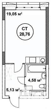 Студия квартира, строящийся дом, 29м2, 9/22 этаж