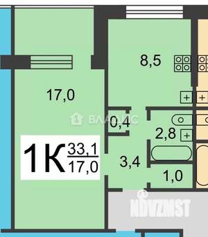 1-к квартира, вторичка, 33м2, 9/9 этаж