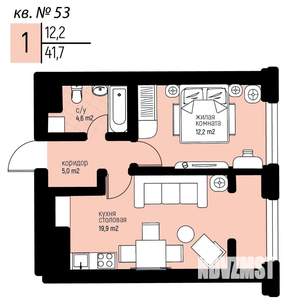 1-к квартира, вторичка, 42м2, 5/25 этаж