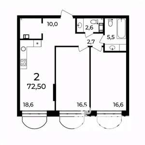 2-к квартира, вторичка, 73м2, 5/9 этаж