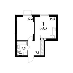 1-к квартира, вторичка, 38м2, 8/15 этаж