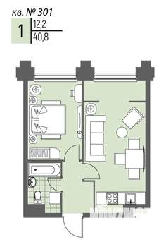 1-к квартира, вторичка, 41м2, 7/20 этаж