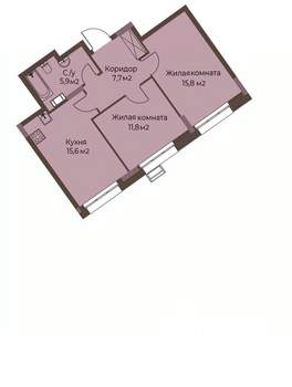 2-к квартира, строящийся дом, 54м2, 7/12 этаж
