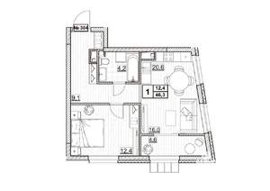 1-к квартира, вторичка, 46м2, 13/24 этаж