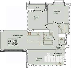 3-к квартира, строящийся дом, 96м2, 5/16 этаж