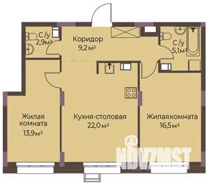 2-к квартира, вторичка, 70м2, 4/12 этаж