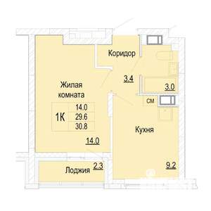 1-к квартира, вторичка, 31м2, 18/25 этаж