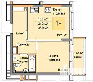 1-к квартира, вторичка, 36м2, 11/25 этаж
