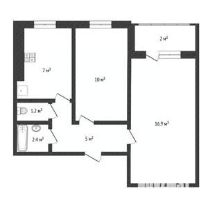 2-к квартира, вторичка, 42м2, 2/9 этаж