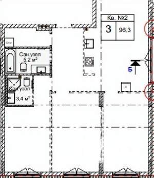 3-к квартира, строящийся дом, 96м2, 1/5 этаж