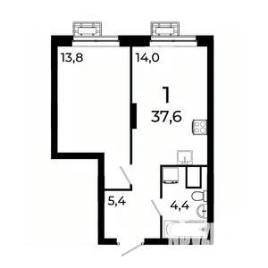 1-к квартира, вторичка, 38м2, 9/19 этаж