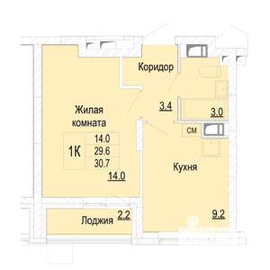 1-к квартира, вторичка, 31м2, 23/25 этаж