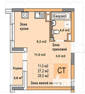 Студия квартира, вторичка, 29м2, 2/25 этаж