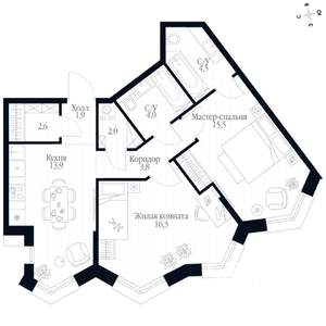 2-к квартира, вторичка, 65м2, 14/20 этаж