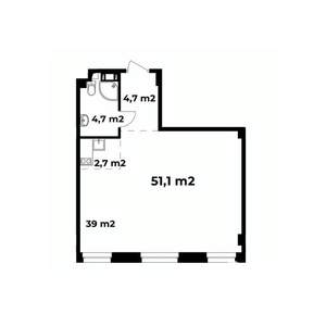 1-к квартира, вторичка, 49м2, 4/6 этаж