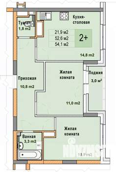 2-к квартира, вторичка, 54м2, 19/25 этаж