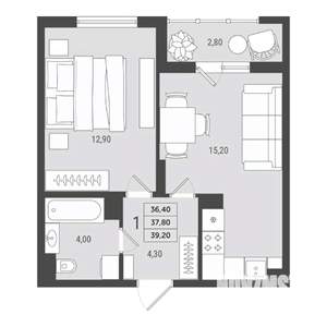 1-к квартира, вторичка, 38м2, 10/10 этаж