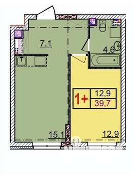 1-к квартира, строящийся дом, 40м2, 8/18 этаж