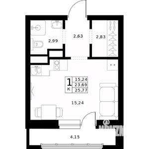 Студия квартира, вторичка, 26м2, 11/24 этаж
