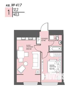 1-к квартира, вторичка, 40м2, 19/20 этаж