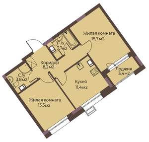 2-к квартира, вторичка, 58м2, 3/12 этаж