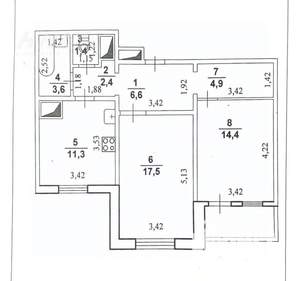 2-к квартира, вторичка, 62м2, 6/17 этаж