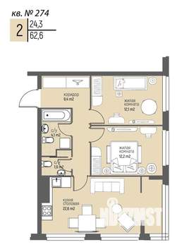 2-к квартира, вторичка, 63м2, 4/20 этаж