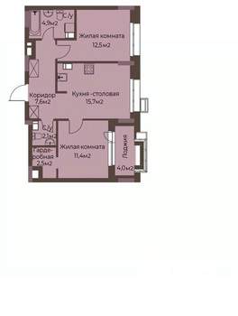 2-к квартира, строящийся дом, 59м2, 7/12 этаж