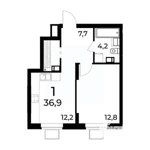 1-к квартира, вторичка, 37м2, 8/15 этаж