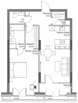1-к квартира, строящийся дом, 64м2, 5/6 этаж