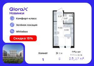 Студия квартира, вторичка, 22м2, 5/9 этаж