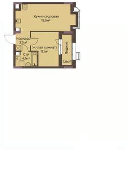 1-к квартира, строящийся дом, 40м2, 6/12 этаж