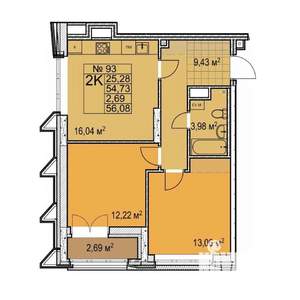 2-к квартира, строящийся дом, 56м2, 17/17 этаж