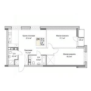 Студия квартира, вторичка, 78м2, 3/9 этаж