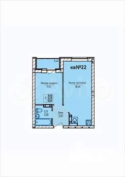 1-к квартира, строящийся дом, 36м2, 1/3 этаж