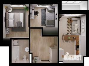 2-к квартира, вторичка, 52м2, 1/4 этаж